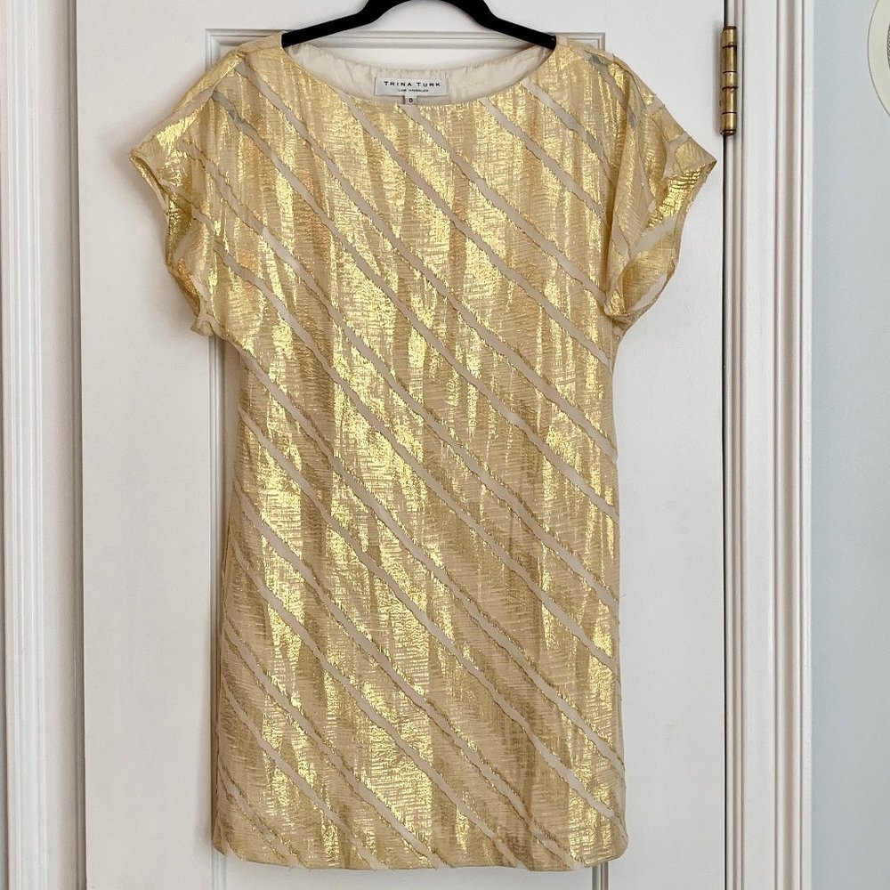Trina Turk Gold Metallic Dress Size 0